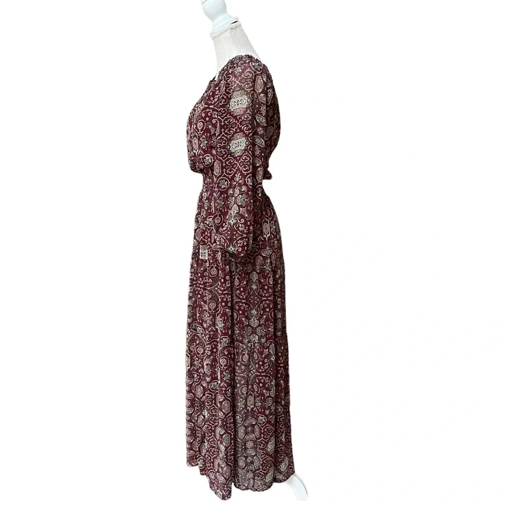 Abercrombie & Fitch Boho Long Sleeve Floaty Maxi Dress with Floral Print Size: S